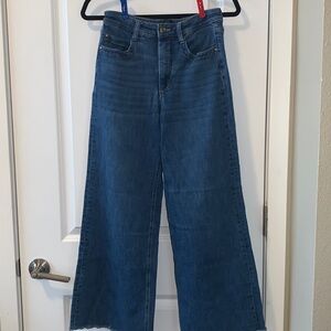 Maeve Anthropologie Womens High-Rise  Wide-Leg Raw Hem Blue Jeans Denim Size 27